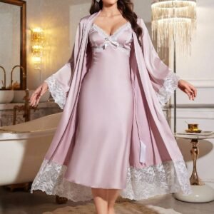 Women's Contrast Lace Pajama Set